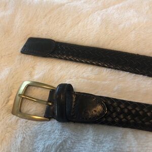 Men’s black leather braided belt